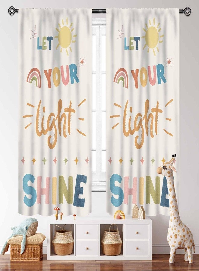 ستائر Lnepty Kids مزينة باقتباسات، ستائر غرف نوم الأولاد والبنات بألوان قوس قزح وكلمات تحفيزية لطيفة وملونة، ستائر فنية بنمط بوهو كرتوني لغرف الأطفال، قطعتان، 42 × 45 بوصة - Image 4